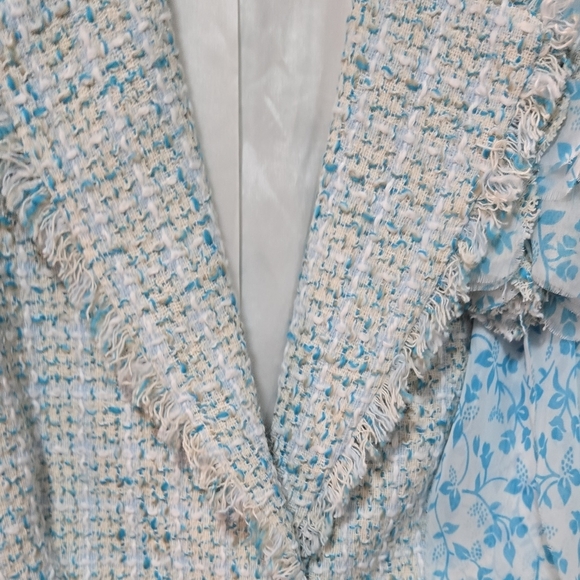 Grace Elements Sky Blue and White Tweed Blazer - Picture 6 of 7